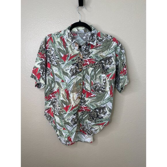 Ms. Paquette Womens Tropical Print Button-Up Hawaiian Shirt Size M Jungle Style - Picture 2 of 6